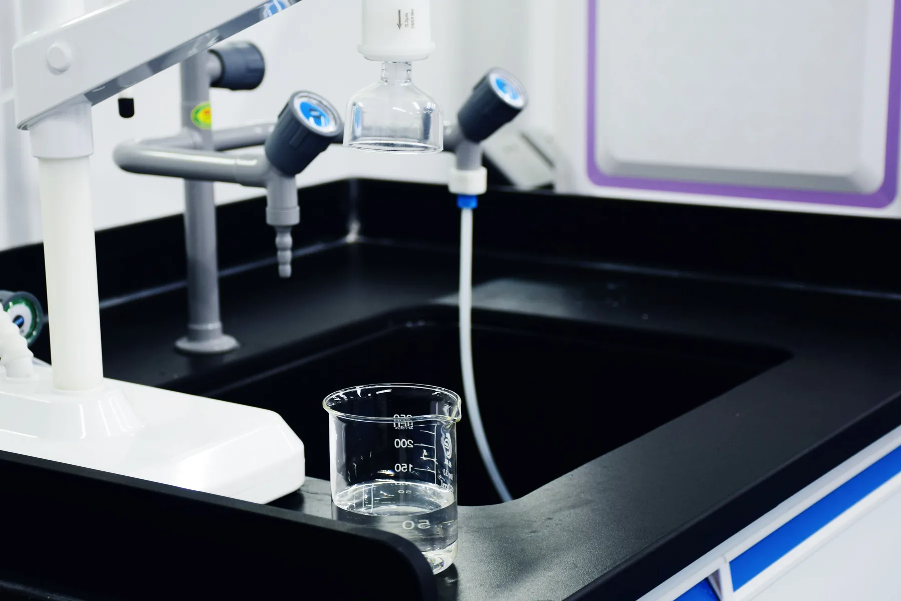 Laboratory water filtration equipment and beaker